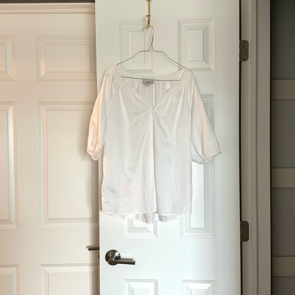 Ann Taylor Loft Medium White Blouse - Picture 2 of 9